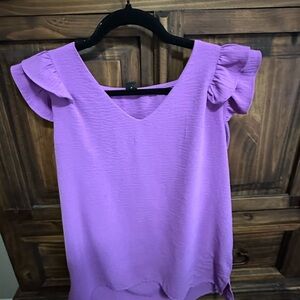 Purple Ruffle Sleeve Women's Top
